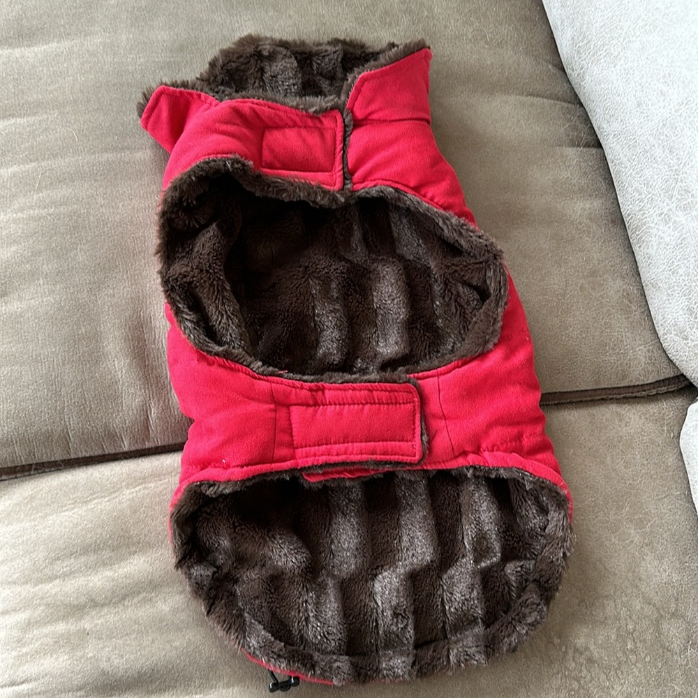 Faux suede dog coat red